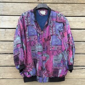 Vintage Hence Abstract Silk Bomber Jacket